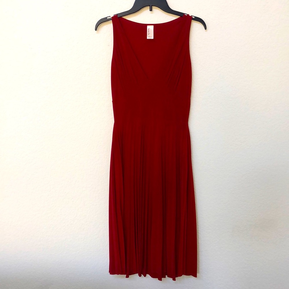 American One Red V neck dress
